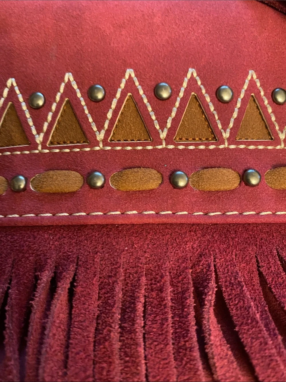 Bohemian Fringe Montana West Crossbody Bucket Bag - Red